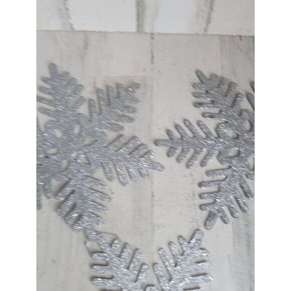 Large silver glitter snowflake ornament Xmas set - Picture 5 of 8